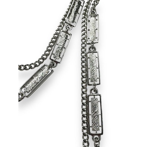 Monet Silvertone Chain Bar Link 56" Necklace Vintage - Picture 3 of 7